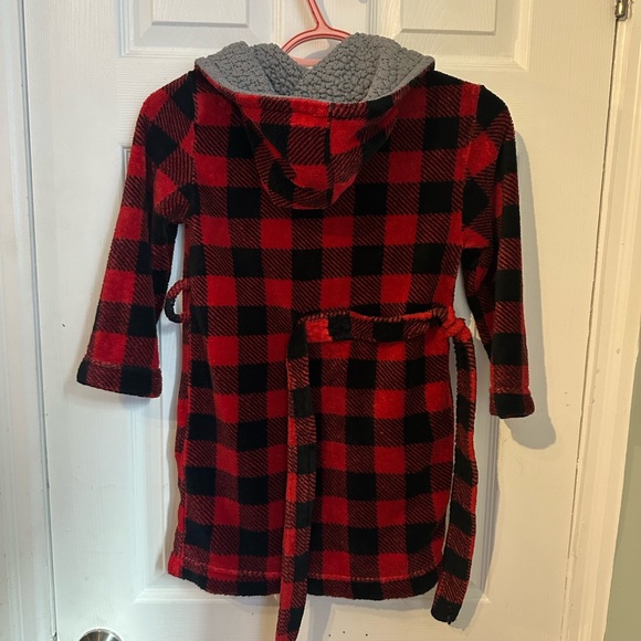 Pekkle plaid front pocket hooded kids robe housecoat loungewear belt cabincore - Picture 5 of 6